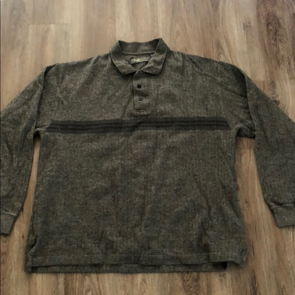 NL ribbed knit polo sweater